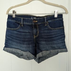 Hollister Dark Wash Low Rise Jean Shorts with Rolled Hem 5